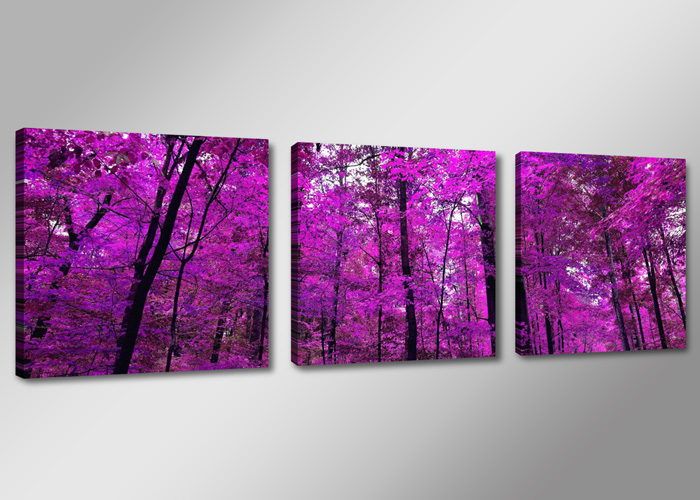 Dekorační obraz 150x50cm - 3 díly - 4210 - fialová